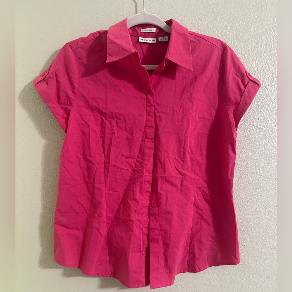 🐣Liz Claiborne Fuchsia Button-Down Shirt - Picture 3 of 10